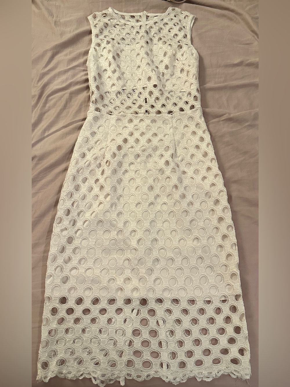 White Eyelet Lace Sheath Dress